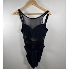 Anne Cole Vintage Retro 90's Collection Mesh One-Piece Swimsuit   Black