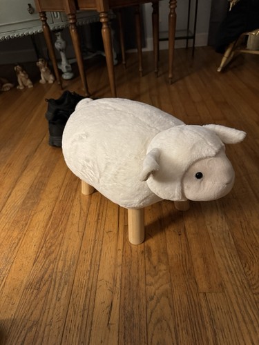 Rare Pottery Barn Lamb Stool Kids Plush Nursery Decor 2022 batch 1 original 