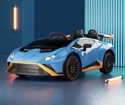 12V Kinder Elektro Mitfahrauto lizenziert LAMBORGHINI STO mit Drift + Fernbedienung - blau
