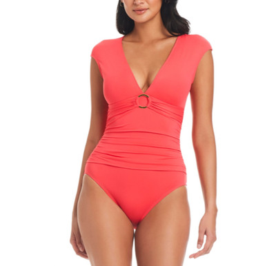 Women's Bleu Rod Beattie Ring Me up Cap Sleeve One Piece Swimsuit Size 14 10331