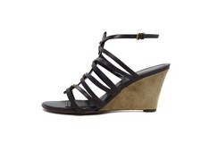 Sandali gladiatore Yves Saint Laurent Rive Gauche anni 00 Goya 105 in pelle con zeppa