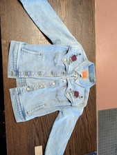 Levi's Girls Medium 10-11yo Western Trucker Embroidered Denim Jacket Light Wash