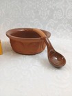 Cooks Club Vintage 80s Terracotta Salsa Server Bowl with Ladle Sunflower Pottery