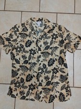 Vintage Ladies Stunt 100 Med Silk Floral Short Sleeve Button Down Blouse Size M