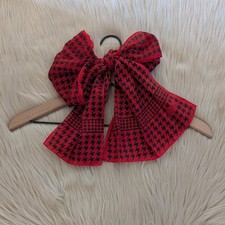 Vintage red and black houndstooth print scarf