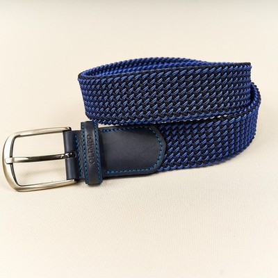 OLIMPO Braided Golf Belt Blue Stretch Mens Sz 42 Nickel Buckle