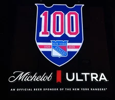 Michelob Ultra New York Rangers 100th Anniversary LED Neon Beer Sign 23x22” BNIB