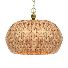 19.3'' Rattan Chandelier,Boho Wicker Chandelier,5-Light Rattan Pendant Light ...