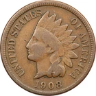 1908-S Indian Head Cent 1C, Fine F