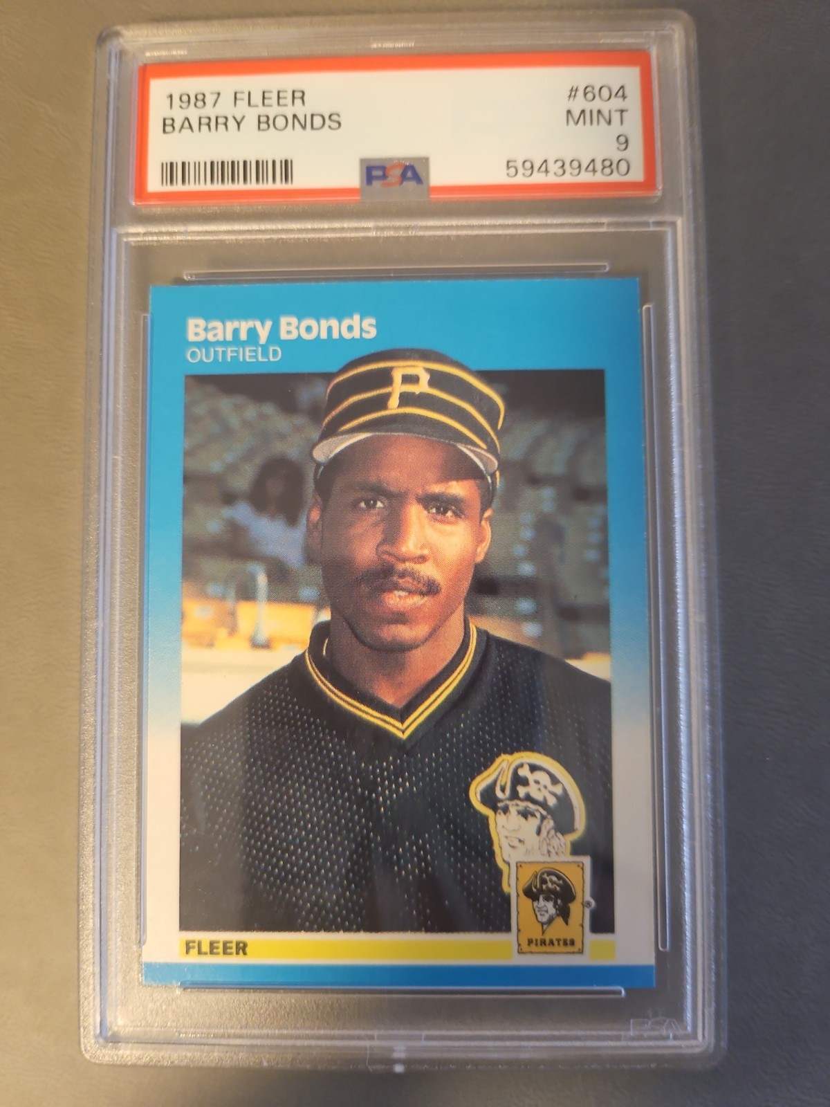 1987 Fleer #604 Barry Bonds Pirates ROOKIE RC MINT PSA 9 Graded New SLAB view 1