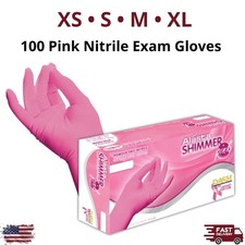 100 Pink Nitrile Exam Gloves XS/S/M/XL Soft Fit Textured 2.8 Mil Chemo-Rated