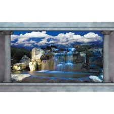 Fototapete-VLIES-WASSERFALL TERRASSE-(C2871)-Tapete-Nach-Mass-Felsen Klippen XXL