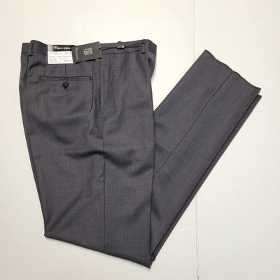 $125 New RENOIR Flat Front Dress Pants Men's 36 Unhemmed Gray Super 140's WOOL