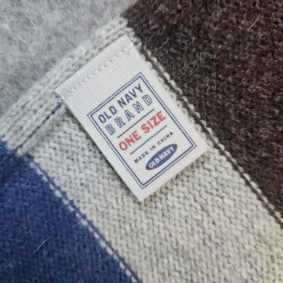 Old Navy Unisex Lambswool Scarf Striped Multicolor Winter Knit Warm One Size - Image 2 of 4