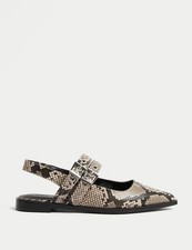 Marks & Spencer Womens Flat Slingback Animal Shoes in Multi Coloured - M&S