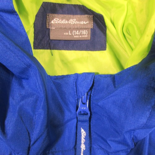 Columbia Windbreaker Jacket Hooded Kids L 14-16 Blue Light Reflective Lined - Picture 3 of 10