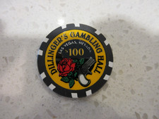 $100 DILLINGER'S GAMING HALL Casino Chip Las Vegas NV Negro y Plata + Regalo Gratis