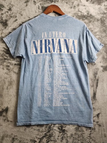 Nirvana T-Shirt Live 93 Utero Angel Merch Distressed Light Blue Tee Size Medium - Picture 8 of 12