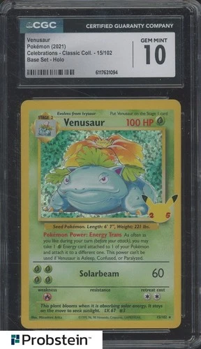 2021 Pokemon Base Set Celebrations Classic Coll 15/102 Venusaur Holo CGC 10