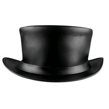 Fashion Shapeable Black Genuine Leather Fashion Top Hat Handmade