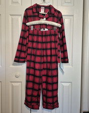 Wondershop Kids XL 14 Red/Black Plaid 2pc Button-Up Pajama Set Flame Resistant