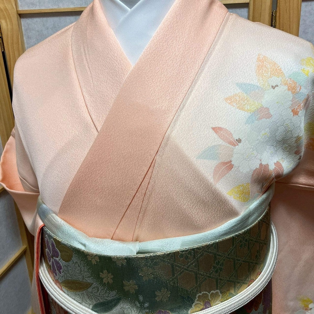6794# Japanese Kimono Vintage Womens Silk Fabric Robe Kimono only