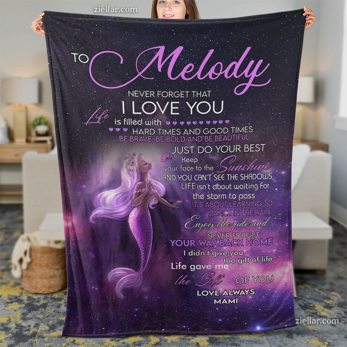 Manta polar To Melody, regalo unicornio galaxia para hija nombre personalizado