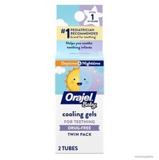 Teething Relief Gel for Babies 2-Pack Daytime Nighttime Cooling Drug-Free