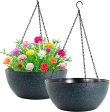 13 inch 2 Pack Large Hanging Planters for Indoor Outdoor Plants W/ Drainage