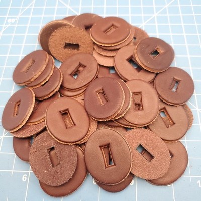 5 linear inches Brown Veg Tan Leather Knife or tool Handle Repair Discs 5''