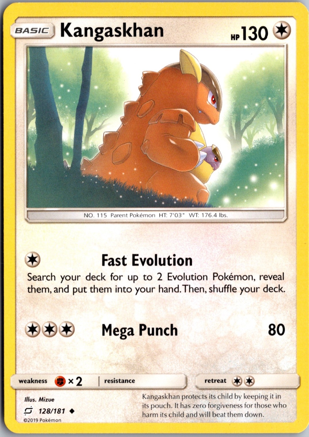 Kangaskhan 128/181 Uncommon Team Up Lightly Played Pokemon Card TCG Single