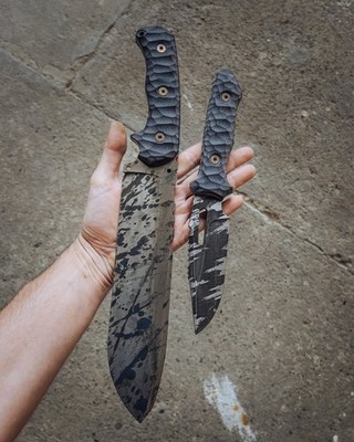 Godfather Black Blood & S-Commando Handmade Knife Gift item textured G10 handle