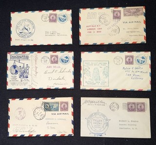 (6) POSTMARKED 1930’S AIRMAIL COVERS WITH C # 718 STAMPS (SEE PICTURES)