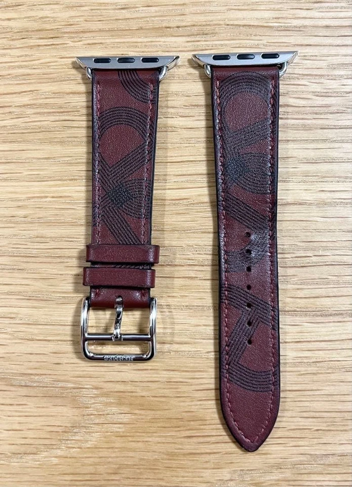 Hermes Apple Watch pulseira circuito couro vermelho envoltório único usado - Imagem 3 de 4