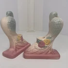 Hull Open Rose No. 117 Pink & Blue Dove Candlestick Holders Vintage USA Made