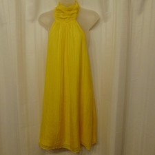 Alice + Olivia A-Line canary yellow Drapping 100% silk Chiffon halter dress M