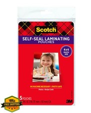 Scotch Self-Sealing Laminating Pouches 4x6 Inch 3-Pack No Machine