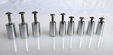 VINTAGE MCM DRAWER PULLS SET OF 9 - METAL CHROME - ORIGINAL-60s MADE IN ITALY