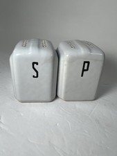 Vintage Art Deco Stove Range Top Ceramic Salt & Pepper Shakers Set White Antique