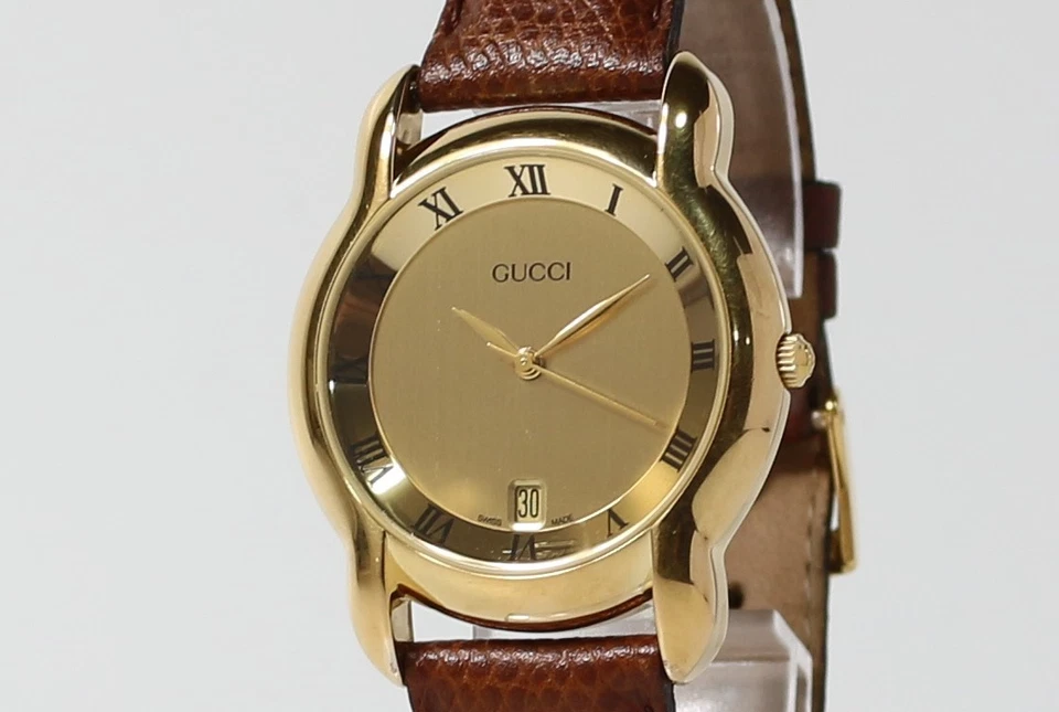 [Near MINT w/ Case] GUCCI 5100M Gold Dial Date Roman Quartz Men's Watch - Image 3 of 4