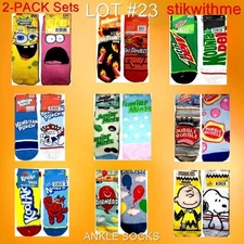 Odd Sox Crazy [2 PACK] UNISEX Men 6-12 ANKLE SOCKS Lot23 NEW Tag FREE Sh/Track/I