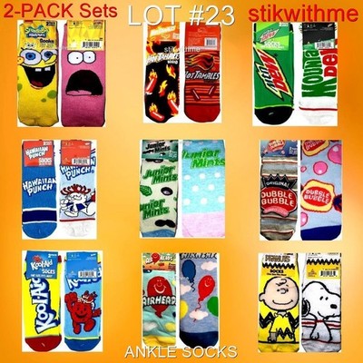 Odd Sox Crazy [2 PACK] UNISEX Men 6-12 ANKLE SOCKS Lot23 NEW Tag FREE Sh/Track/I