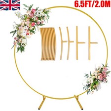 2M Round Hoop Balloon Arch Backdrop Flower Gold Display Stand Frame Wedding NEW