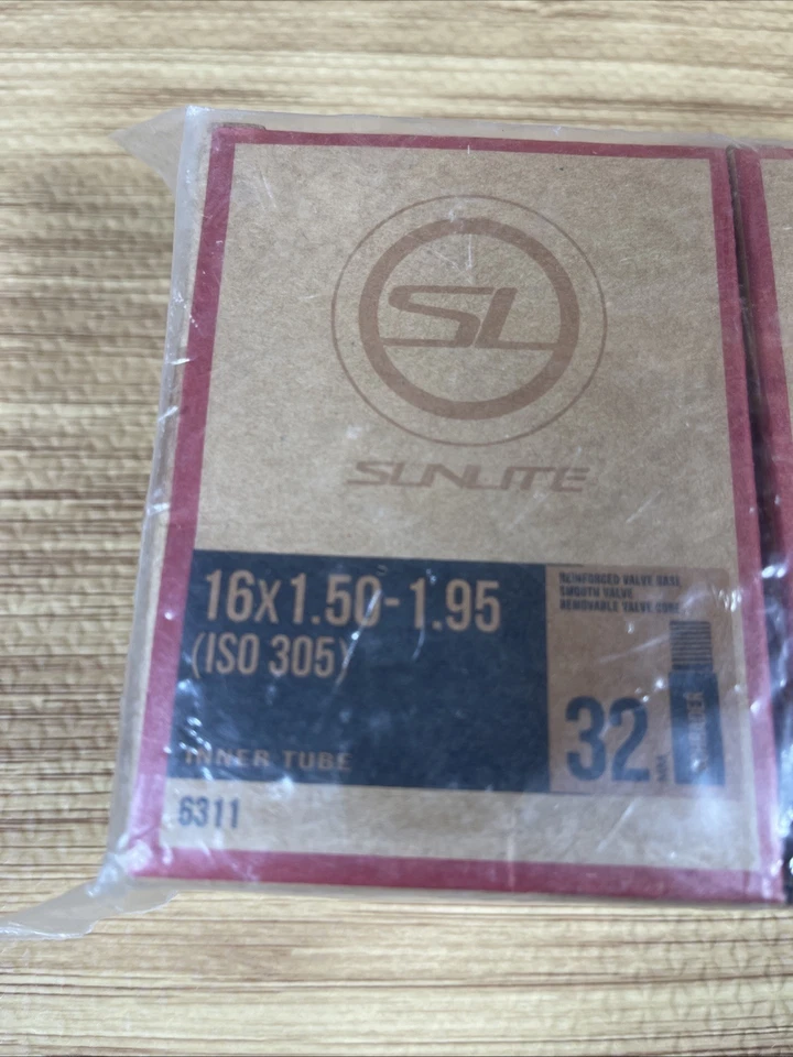 SUNLITE Schrader Valve Bicycle Tubes, 16 x 1.50-1.95" / 32mm Valve. 2 New Sealed - Image 2 of 4