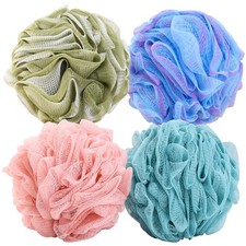 4 Pieces Shower Loofahs Large Bath Sponge 75g Mesh Pouf Wash Puff Shower Poof...