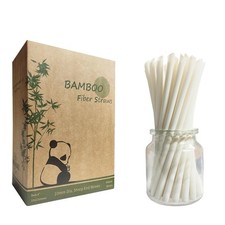 10mm Wide Mouth Bamboo Jumbo Smoothie Straws 180 Pack, Biodegradable Disposab...