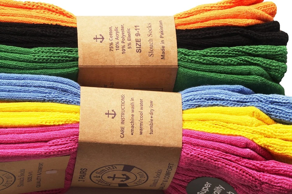 Yacht & Smith 6 Pairs Womens Cotton Slouch Socks, Womens Knee High Boot Socks - Image 2 of 4