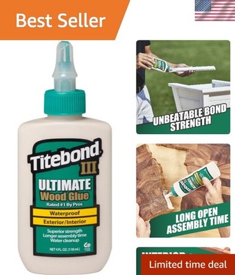 Titebond III 4 oz Waterproof Wood Glue - Fast Cure for Woodworking Projects