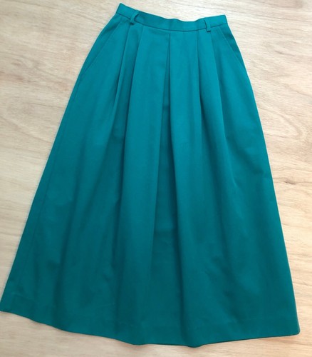 vtg David Brooks Riding Skirt Sz 6 Midi Pleated Green Cotton Twill 70s 80s USA