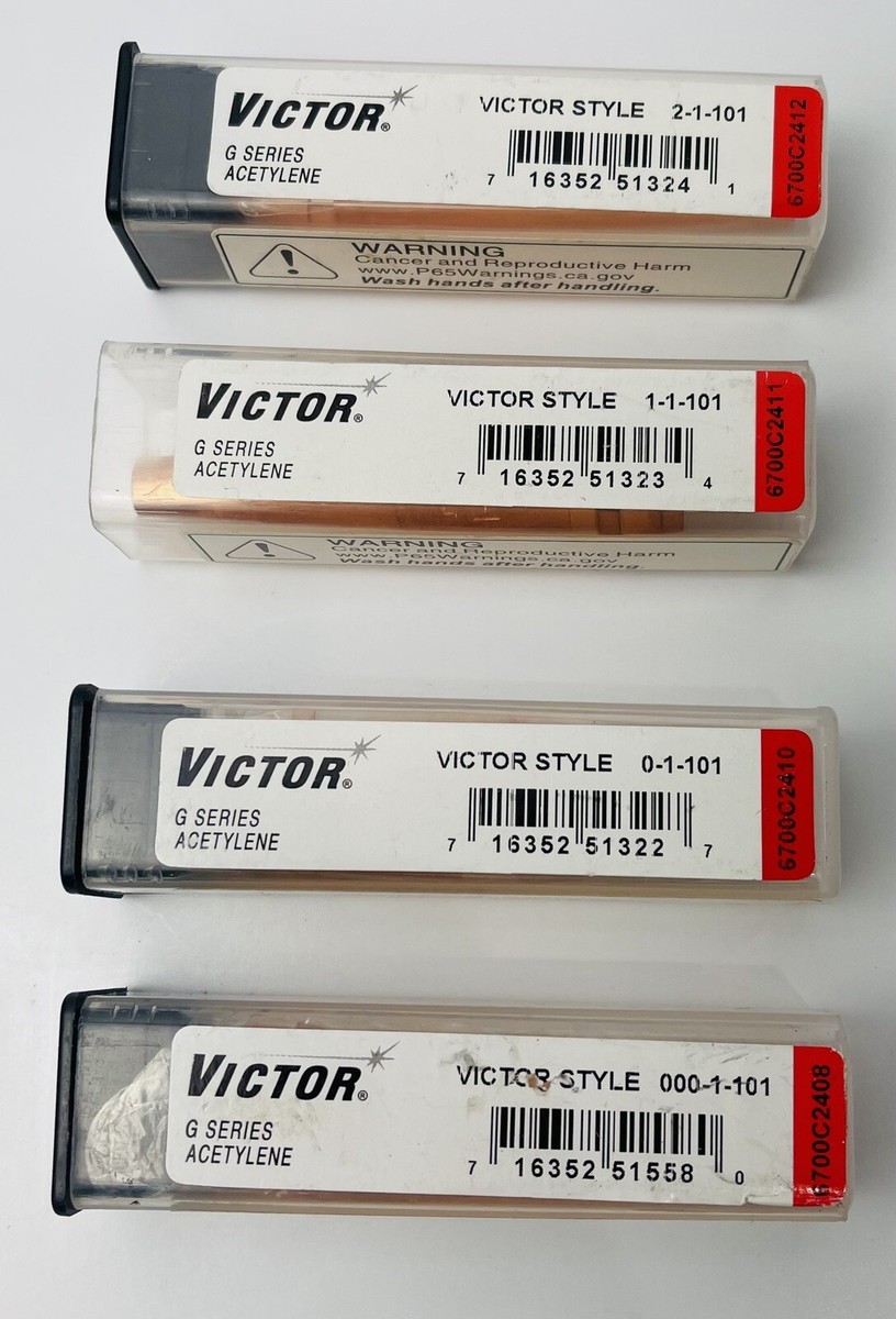 4 Tips Victor G Series 1-101 Sz 000/0/1 &2 Tips Acetylene
